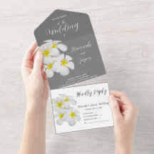 White Frangipani Flowers, op Medium Grey, Wedding