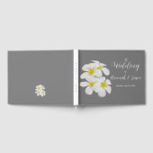 White Frangipani Flowers, op Medium Grey, Wedding Gastenboek (Volledig)