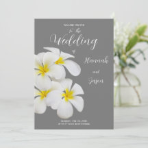 White Frangipani Flowers, op Medium Grey, Wedding
