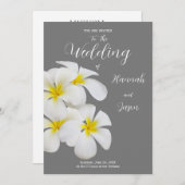 White Frangipani Flowers, op Medium Grey, Wedding Kaart (Voorkant / Achterkant)