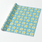 White Frangipani Flowers Pattern Cadeaupapier (Uitgerold)