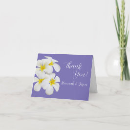 White Frangipani Flowers, Periwinkle, Weddenschap Bedankkaart
