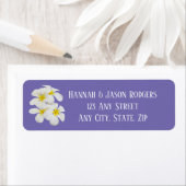 White Frangipani Flowers, Periwinkle, Weddenschap Etiket (Insitu)