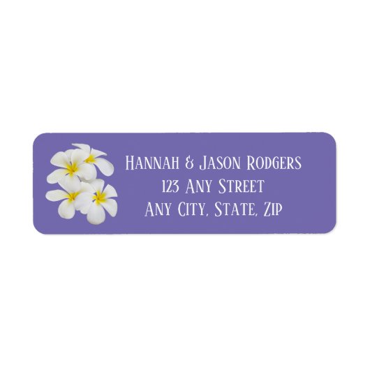 White Frangipani Flowers, Periwinkle, Weddenschap Etiket (Voorkant)