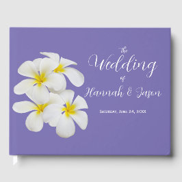 White Frangipani Flowers, Periwinkle, Weddenschap Gastenboek