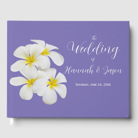 White Frangipani Flowers, Periwinkle, Weddenschap Gastenboek (Voorkant)