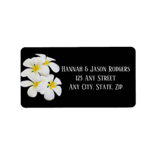 White Frangipani Flowers, Tropisch, Floral Wedding Etiket