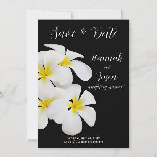 White Frangipani Flowers, Tropisch, sparen de Datu Kaart (Voorkant)