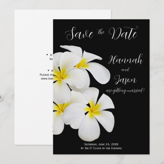White Frangipani Flowers, Tropisch, sparen de Datu Kaart (Voorkant / Achterkant)