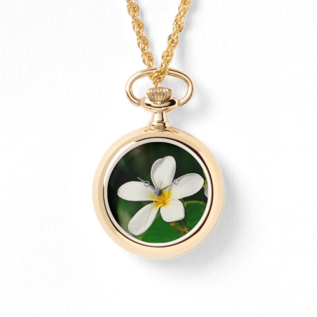White Frangipani Horloge (Voorkant)