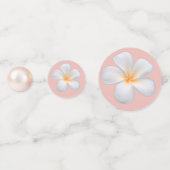 White Frangipani Plumeria Flowers & Pearl Wedding Confetti (Voorkanten)