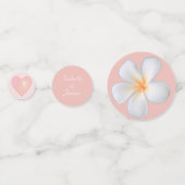 White Frangipani Plumeria Flowers & Pearl Wedding Confetti (Achterkanten)