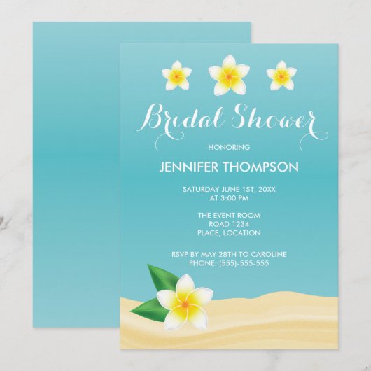 White Frangipani Tropical Beach Vrijgezellenfeest Kaart (Voorkant / Achterkant)