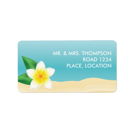 White Frangipani Tropical Beach Wedding Etiket (Voorkant)