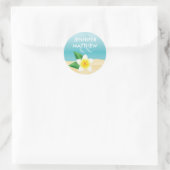 White Frangipani Tropical Flower Beach Wedding Ronde Sticker (Tas)
