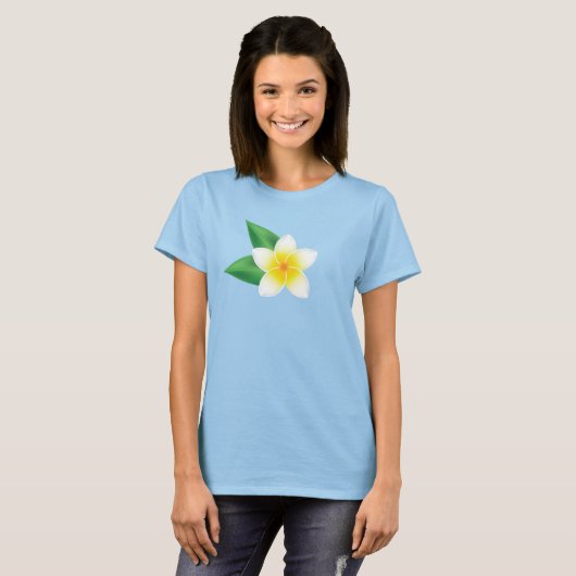 White Frangipani Tropical Flower Illustration T-shirt (Voorkant volledig)