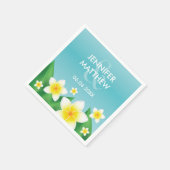 White Frangipani with Leaves Tropical Wedding Servet (Hoek)