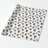 🤍 White Frankenstein Halloween Wrap 💀🎁 Cadeaupapier (Uitgerold)
