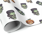 🤍 White Frankenstein Halloween Wrap 💀🎁 Cadeaupapier (Rol Hoek)
