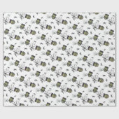 🤍 White Frankenstein Halloween Wrap 💀🎁 Cadeaupapier (Vlak)