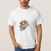 White Free Cute Funny Cat T-shirt (Voorkant)