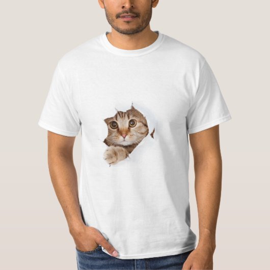 White Free Cute Funny Cat T-shirt (Voorkant)
