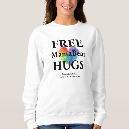 White Free Hugs Sweatshirt - geen kap (Voorkant)