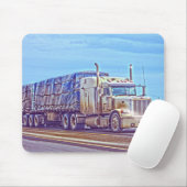 White Freight Truck - Truck and Highway Art Muismat (Met muis)