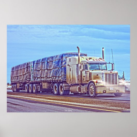 White Freight Truck - Truck and Highway Art Poster (Voorkant)