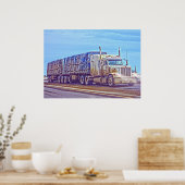 White Freight Truck - Truck and Highway Art Poster (Keuken)