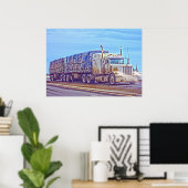 White Freight Truck - Truck and Highway Art Poster (Thuiskantoor)