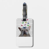 White French Bulldog en Butterflies Bagagelabel (Achterkant verticaal)