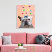 White French Bulldog en Butterflies Canvas Afdruk (Insitu (Woonkamer))