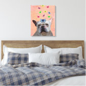White French Bulldog en Butterflies Canvas Afdruk (Insitu (Slaapkamer))