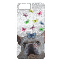 White French Bulldog en Butterflies