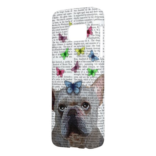 White French Bulldog en Butterflies Case-Mate Samsung Galaxy Hoesje (Achterkant Links)