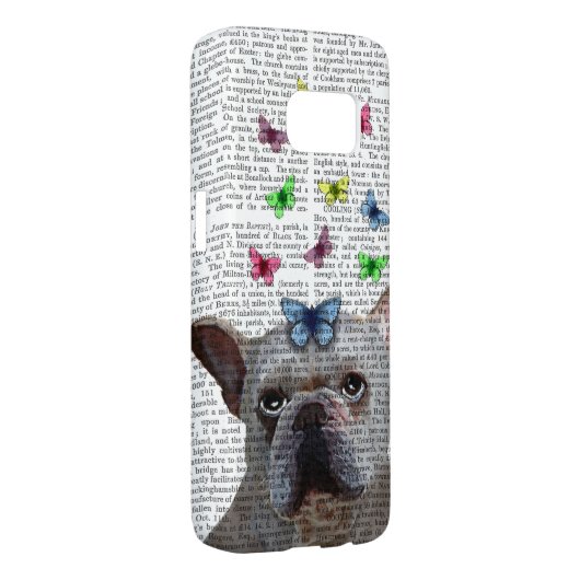 White French Bulldog en Butterflies Case-Mate Samsung Galaxy Hoesje (Back/Rechts)