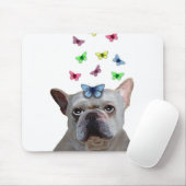 White French Bulldog en Butterflies Muismat (Met muis)