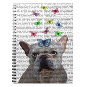 White French Bulldog en Butterflies Notitieboek