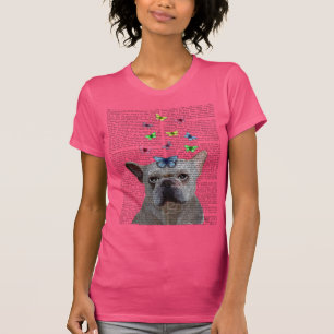 White French Bulldog en Butterflies T-shirt