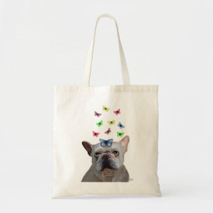 White French Bulldog en Butterflies Tote Bag