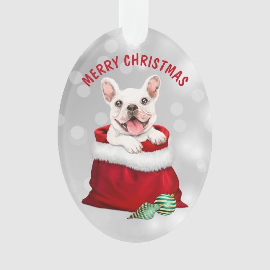 White French Bulldog Gift Surprise Ornament (voorkant)
