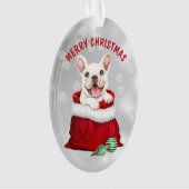 White French Bulldog Gift Surprise Ornament (voorkant)