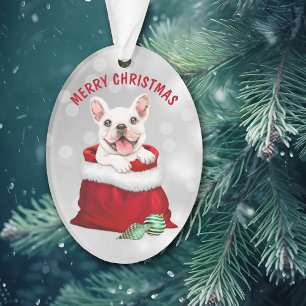 White French Bulldog Gift Surprise Ornament