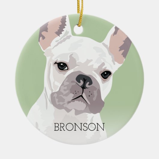 White French Bulldog Kerstmis Keramisch Ornament (Voorkant)