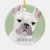 White French Bulldog Kerstmis Keramisch Ornament (Achterkant)