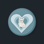 White French Bulldog Magneet<br><div class="desc">White French Bulldog,  heart</div>