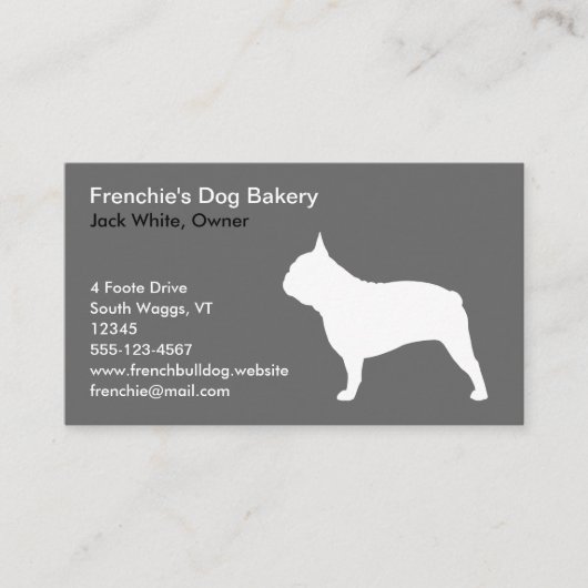 White French Bulldog Silhouette | Frenchie Dog Visitekaartje (Voorkant)