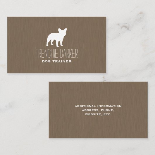 White French Bulldog Silhouette | Frenchie Dog Visitekaartje (Voorkant / Achterkant)