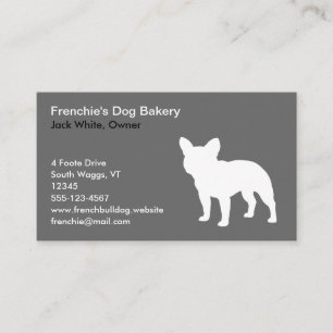 White French Bulldog Silhouette Frenchy Dog Grey Visitekaartje